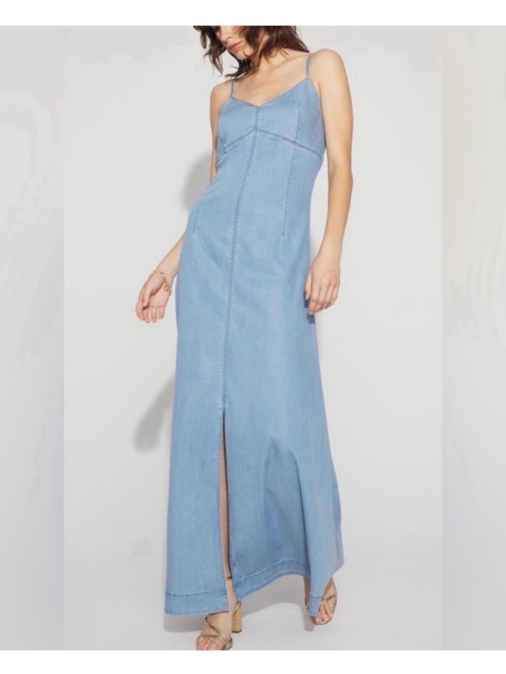 Light Blue Spaghetti Strap Maxi Dress - Picture 2 of 4